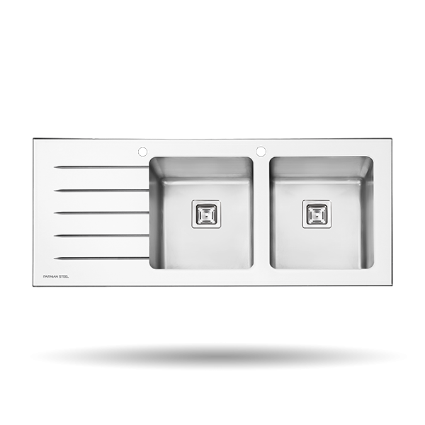 سینک شیشه ای 51*116 پرنیان استیل- PS4106W